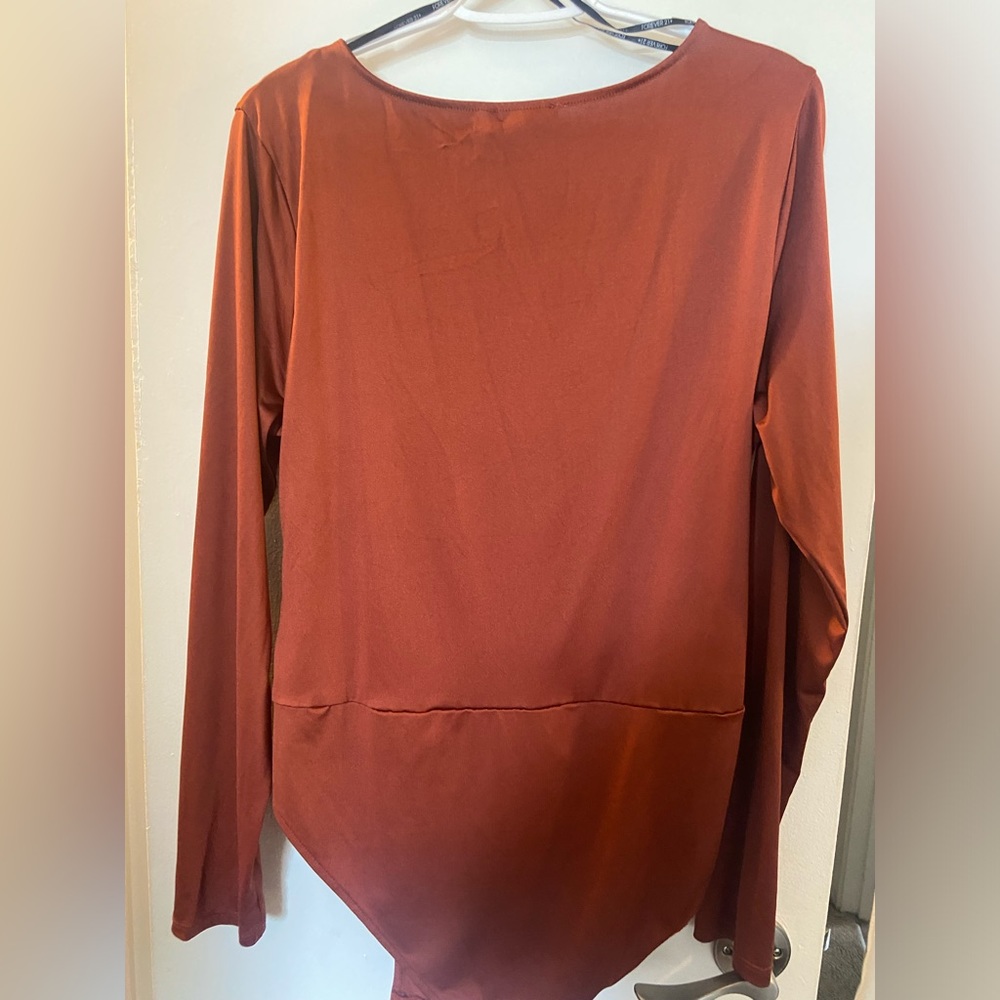 Forever 21 Plus Ruched Bodysuit- Burnt Orange/ Bronze